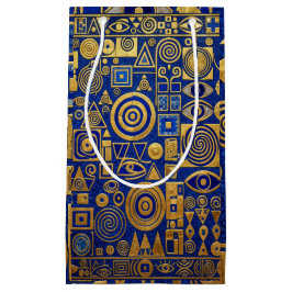 Sacola Para Presentes Pequena Estilo Klimt Azul+Ouro Renascimento Egípcio