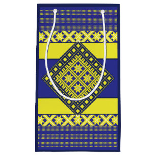 Sacola Para Presentes Pequena Estrela Báltico em amarelo e no azul