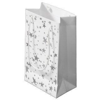 Sacola Para Presentes Pequena Estrela Celestial Preta e Prateada