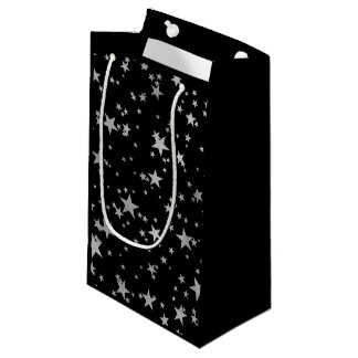 Sacola Para Presentes Pequena Estrela Celestial Preta e Prateada