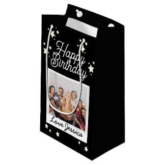 Sacola Para Presentes Pequena Estrelas de Aniversário com Foto Personalizada Pre