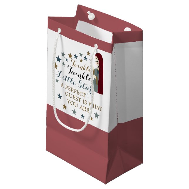 Sacola Para Presentes Pequena Estrelas Descentes Elegantes, Favor do Chá de fral (Frente inclinada)