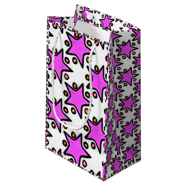Sacola Para Presentes Pequena Estrelas Rosa (Frente inclinada)