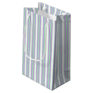 Sacola Para Presentes Pequena Estrias de doces mint e lilac