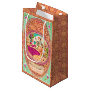 Sacola Para Presentes Pequena Etiqueta de perfume floral colonial francês vitor