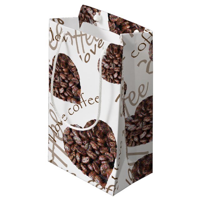 Sacola Para Presentes Pequena Eu Adoro Café! (Frente inclinada)