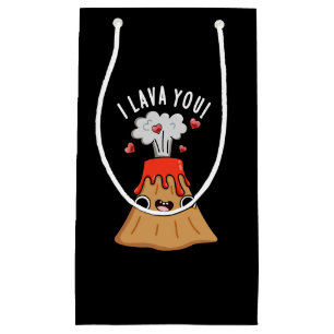 Sacola Para Presentes Pequena Eu Lava Seu Vulcão Engraçado Pun Dark BG
