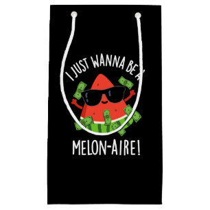 Sacola Para Presentes Pequena Eu Só Quero Ser Um Melão Melão Melon Pun Dark BG