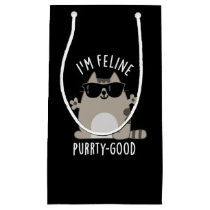 Sacola Para Presentes Pequena Eu sou Feline Purr-ty Boa Gata Engraçada Negra BG