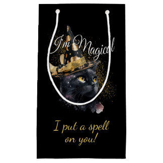 Sacola Para Presentes Pequena Eu sou o Magical Black Cat Personalizável Gift Bag