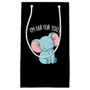 Sacola Para Presentes Pequena Eu sou ouvido por você Elefante Engraçado Pun Dark