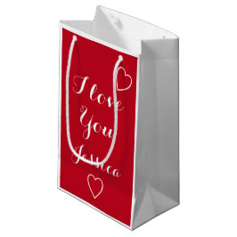 Sacola Para Presentes Pequena Eu Te Amo Nome Personalizado Vermelho