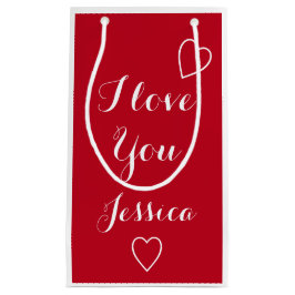 Sacola Para Presentes Pequena Eu Te Amo Nome Personalizado Vermelho