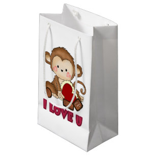 Sacola Para Presentes Pequena Eu te amo saco pequeno do presente do macaco