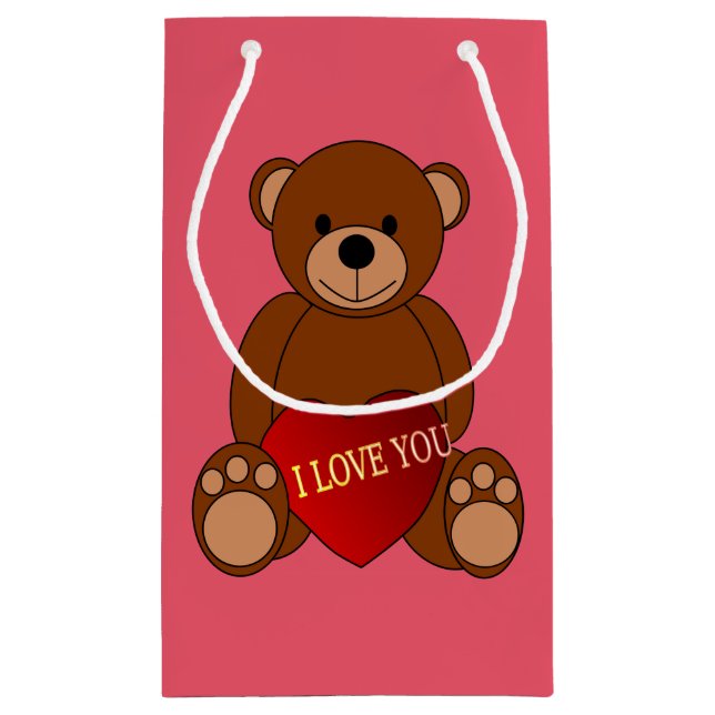 Sacola Para Presentes Pequena Eu Te Amo Ursinho (Verso)