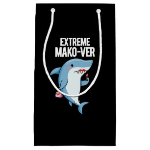 Sacola Para Presentes Pequena Extreme Mako-ver Funny Mako Shark Pun Dark BG