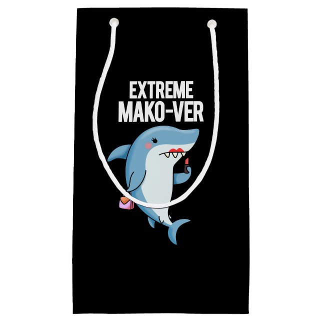 Sacola Para Presentes Pequena Extreme Mako-ver Funny Mako Shark Pun Dark BG (Frente)