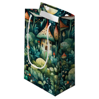 Sacola Para Presentes Pequena Fairytala em Fairyland Mushroom House Laranja Verd