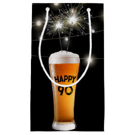 Sacola Para Presentes Pequena Faísca de Aniversário de 90 anos na Cerveja