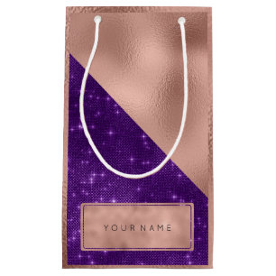 Sacola Para Presentes Pequena Faísca violeta roxa conhecida Dourado cor-de-rosa