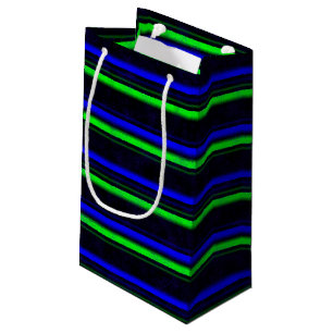 Sacola Para Presentes Pequena Faixa Verde Azul Preta