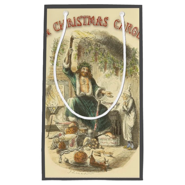 Sacola Para Presentes Pequena Fantasma do Natal Presente Scrooge (Frente)