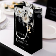 Favor de casamento de boho elegante preto e branco