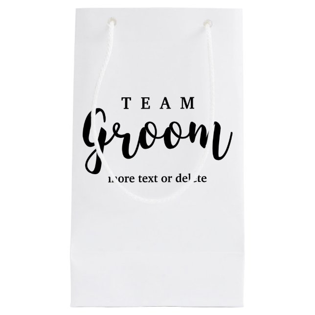 Sacola Para Presentes Pequena Favores modernos do casamento do noivo da equipe (Frente)