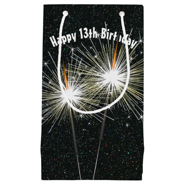 Sacola Para Presentes Pequena Feliz 13 Birthday Sparklers (Frente)