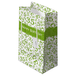 Sacola Para Presentes Pequena Feliz 35º aniversário Número Padrão Verde/Branco