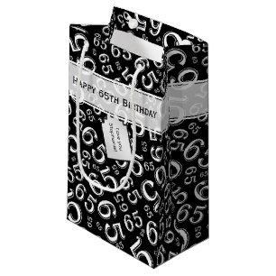 Sacola Para Presentes Pequena Feliz 65º aniversário Padrão Preto e Branco