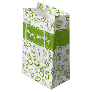 Sacola Para Presentes Pequena Feliz 85º aniversário Número Padrão Verde/Branco