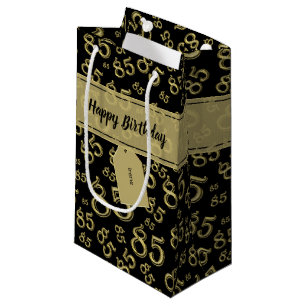 Sacola Para Presentes Pequena Feliz 85º aniversário Padrão de Números Negros/Dou