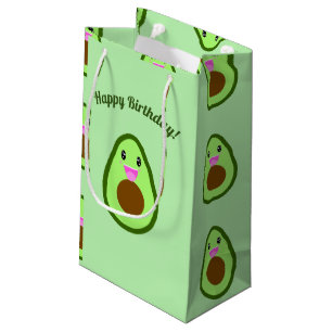 Sacola Para Presentes Pequena Feliz aniversário do Kawaii Avocado