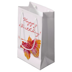 Sacola Para Presentes Pequena Feliz aniversário Flor Hibiscus Havaiana