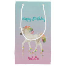Feliz Aniversário Rainbow Unicorn Name Small Gift 