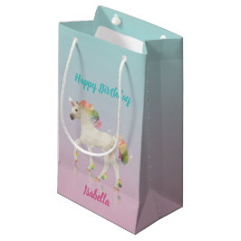 Sacola Para Presentes Pequena Feliz Aniversário Rainbow Unicorn Name Small Gift