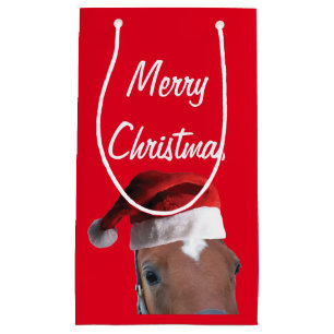 Sacola Para Presentes Pequena Feliz Cavalo de Natal