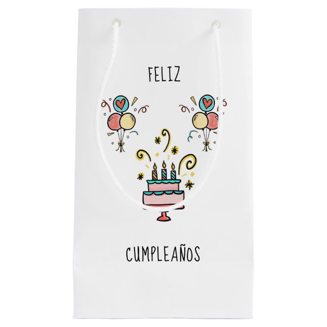 Sacola Para Presentes Pequena Feliz Cumpleaños | Happy Birthday (Frente)