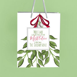 Sacola Para Presentes Pequena Feliz de Natal Mistletoe Cute Whimsical
