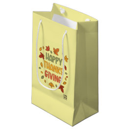 Sacola Para Presentes Pequena Feliz Dia de Ação de Graças - Tema Amarelo