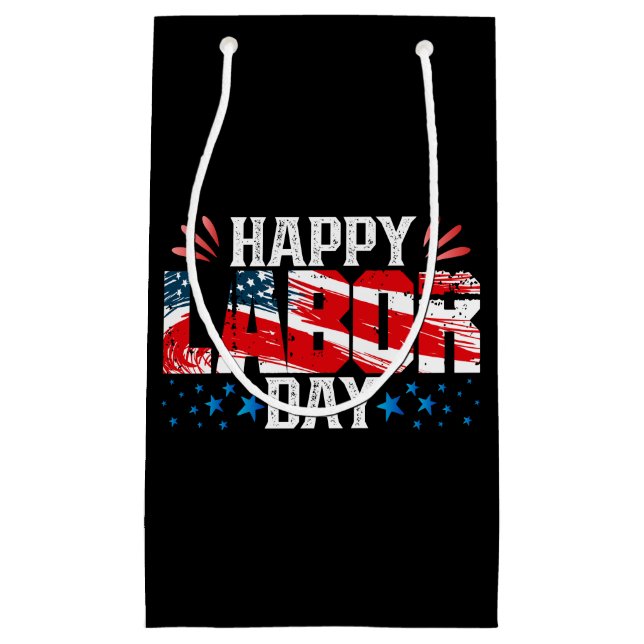 Sacola Para Presentes Pequena Feliz Dia do Trabalho (Frente)