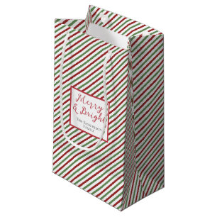 Sacola Para Presentes Pequena Feliz e Brilho Vermelho e Verde Simples