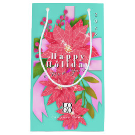 Sacola Para Presentes Pequena Feliz Férias Ano Novo Logotipo Empresarial Azul Tu