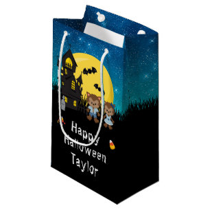 Sacola Para Presentes Pequena Feliz Festa de Halloween Werewolf Blue