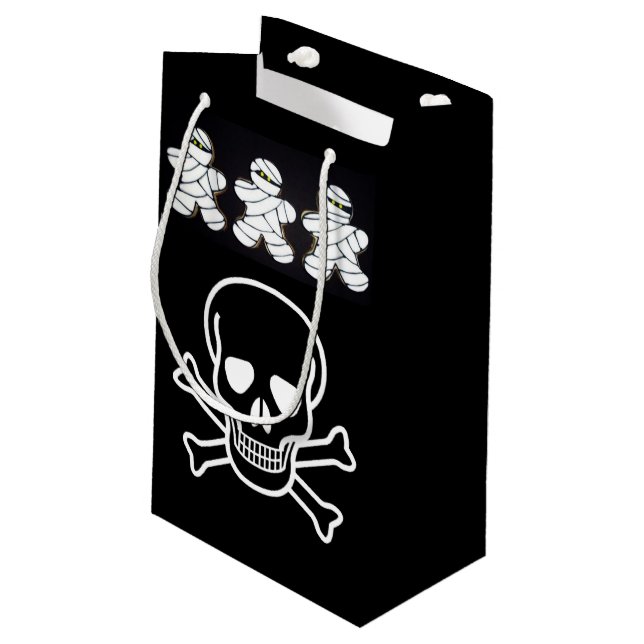 Sacola Para Presentes Pequena Feliz Halloween Gift Bag, Caveira (Verso inclinado)