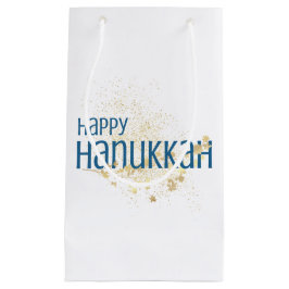 Sacola Para Presentes Pequena Feliz Hanukkah (com folhagem Dourada)