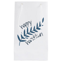 Sacola Para Presentes Pequena Feliz Hanukkah (com Folhas Azuis)