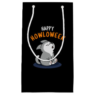 Sacola Para Presentes Pequena Feliz Howloween Engraçado Cachorro Escuro BG