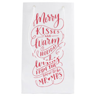 Sacola Para Presentes Pequena Feliz Kisses Warm Deseja o Sr. e a Sra. Typografia